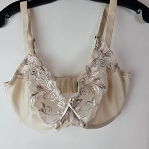 Soma Sensuous Sides Unlined Bra 34DD Sheer Lace‎ Beige Feminine Sexy